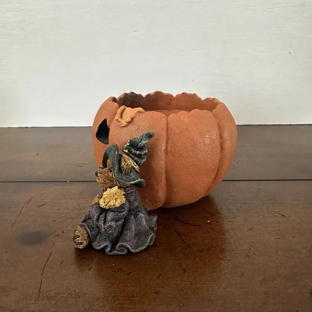 Boyds Bear Halloween Candle Votive Emma Witchy Bear Pumpkin Magic 2770 Vintage